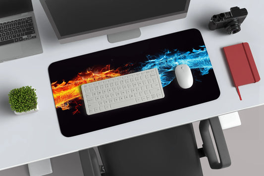 fire and water punch abstract deskmat