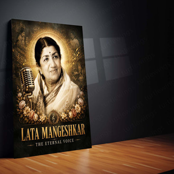 Lata Mangeshkar – The Eternal Voice | Golden Era Music Metal Frame | Legendary Bollywood Wall Art by TurtleWings