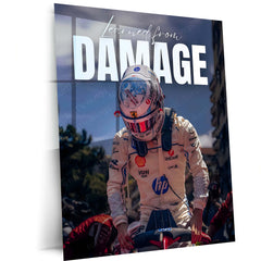 Quote Metal Poster | Charles Leclerc – Learned From Damage Metal Frame Resilience & Comeback Mindset Wall Art | Growth Through Failure Quote Metal Poster