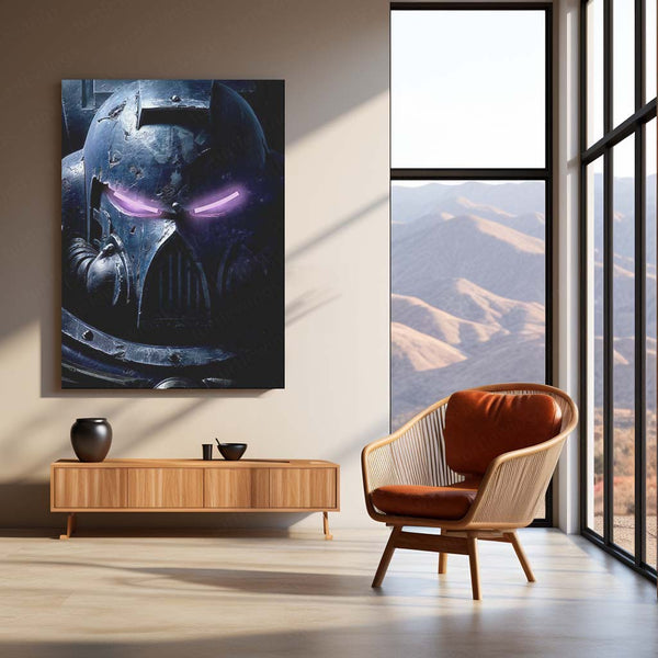 Warhammer 40K Neon LED Metal Frame | Glowing Sci-Fi Battle Wall Art | HD Printed on Metal 01