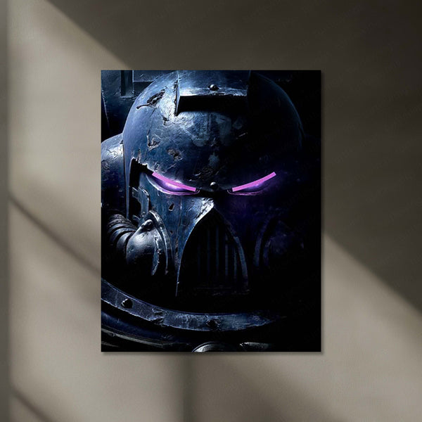 Warhammer 40K Neon LED Metal Frame | Glowing Sci-Fi Battle Wall Art | HD Printed on Metal 01
