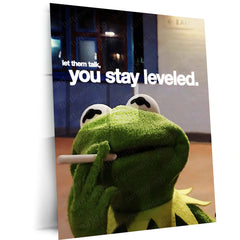 Quote Metal Poster | Let Them Talk – You Stay Leveled Metal Frame Calm Confidence & Unbothered Mindset Wall Art | Quiet Power Quote Metal Poster