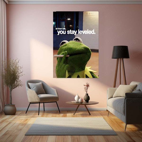 Quote Metal Poster | Let Them Talk – You Stay Leveled Metal Frame Calm Confidence & Unbothered Mindset Wall Art | Quiet Power Quote Metal Poster