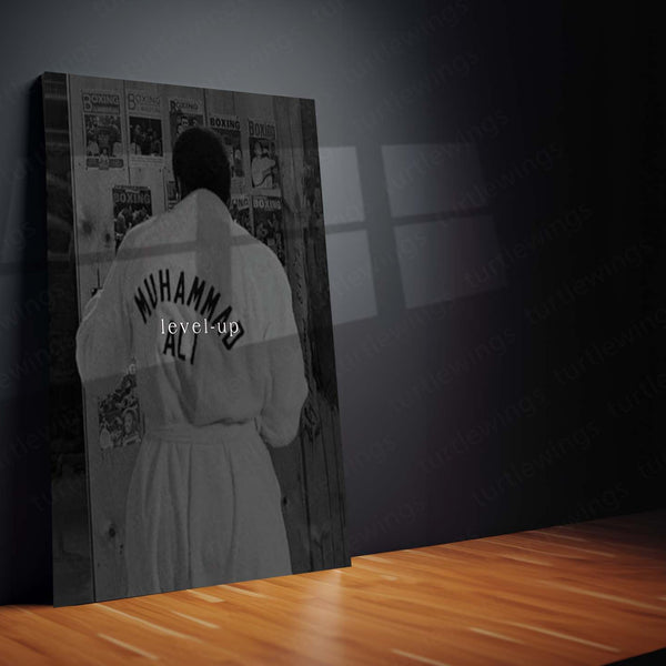 Quote Metal Poster | Muhammad Ali Level Up Motivational Metal Poster | Boxing Champion Discipline & Growth Mindset Wall Art