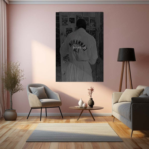 Quote Metal Poster | Muhammad Ali Level Up Motivational Metal Poster | Boxing Champion Discipline & Growth Mindset Wall Art