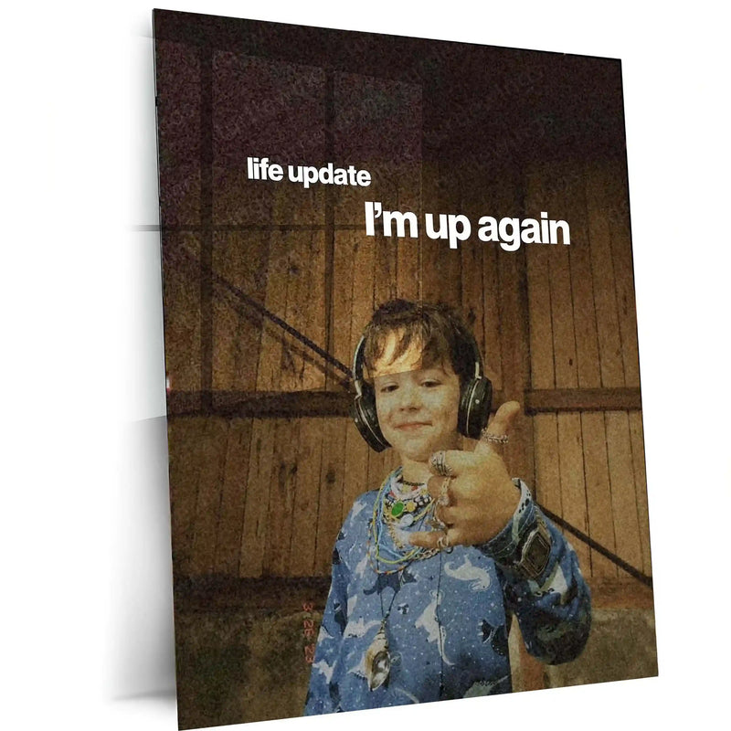 Quote Metal Poster | “Life Update: I’m Up Again” Quote Metal Frame Wall Art | Comeback Motivation Poster | Aesthetic Room Decor Wall Art - TURTLEWINGS 