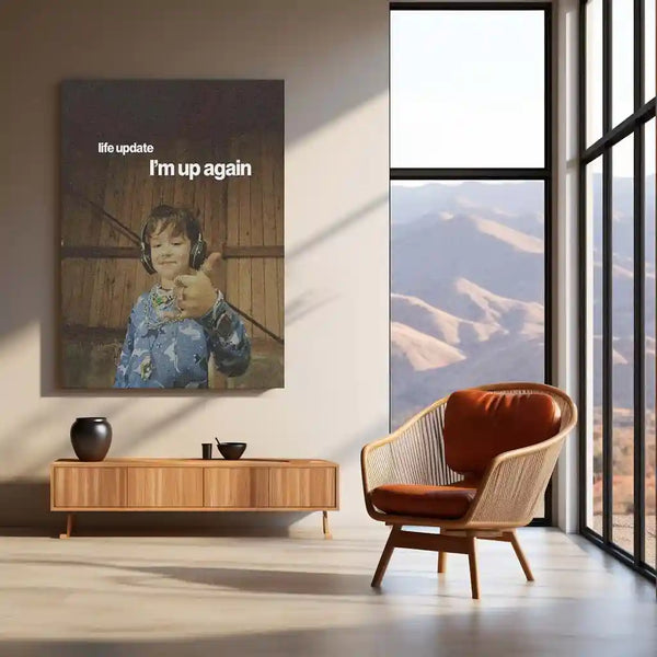 Quote Metal Poster | “Life Update: I’m Up Again” Quote Metal Frame Wall Art | Comeback Motivation Poster | Aesthetic Room Decor Wall Art - TURTLEWINGS 