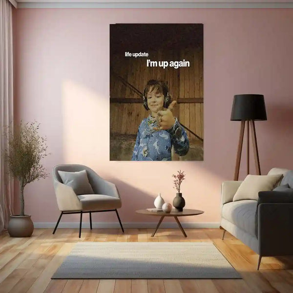 Quote Metal Poster | “Life Update: I’m Up Again” Quote Metal Frame Wall Art | Comeback Motivation Poster | Aesthetic Room Decor Wall Art - TURTLEWINGS 