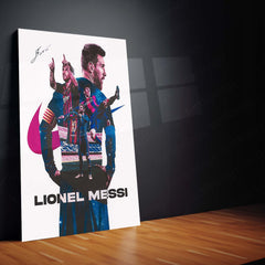 Lionel Messi – Mix Photo & Signature Metal Poster | Football Legend Wall Frame
