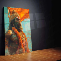 Lord Hanuman Metal Poster – Powerful Hindu God Art | Divine Strength Wall Decor - TURTLEWINGS 