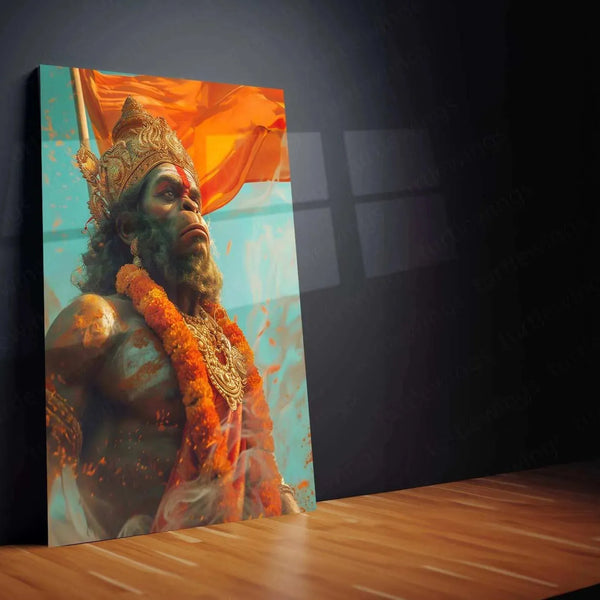 Lord Hanuman Metal Poster – Powerful Hindu God Art | Divine Strength Wall Decor - TURTLEWINGS 