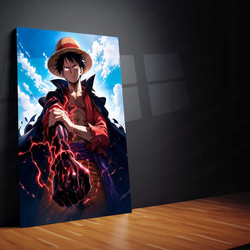 Anime Metal Poster | Monkey D. Luffy Conqueror’s Haki Metal Poster | One Piece Anime Wall Art | Premium Pirate King Metal Print