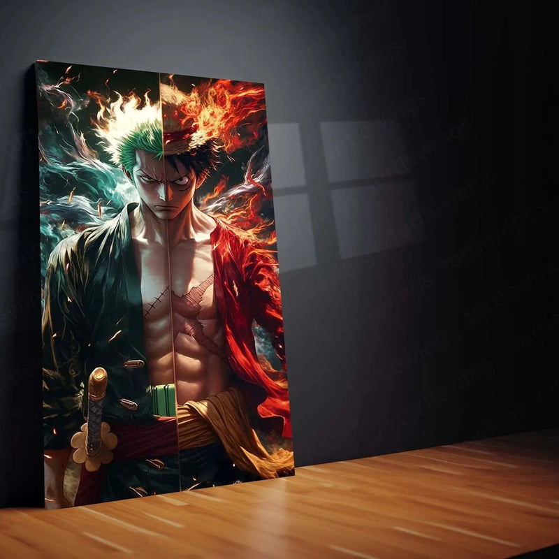 Luffy & Zoro Metal Poster | One Piece Anime Wall Art | Straw Hat Duo Decor - TURTLEWINGS 
