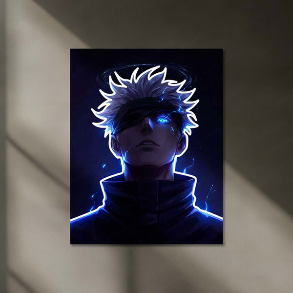 Gojo Satoru Neon LED Frame | Jujutsu Kaisen Anime Wall Art | Infinity Power Aesthetic Design