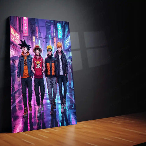 Anime Legends Street Metal Poster | Luffy Naruto Goku Ichigo Wall Art | Anime Room Decor - TURTLEWINGS 
