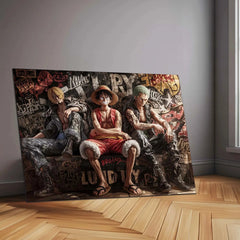 Luffy, Zoro & Sanji Metal Poster | One Piece Trio Wall Art | Straw Hat Pirates Decor - TURTLEWINGS 