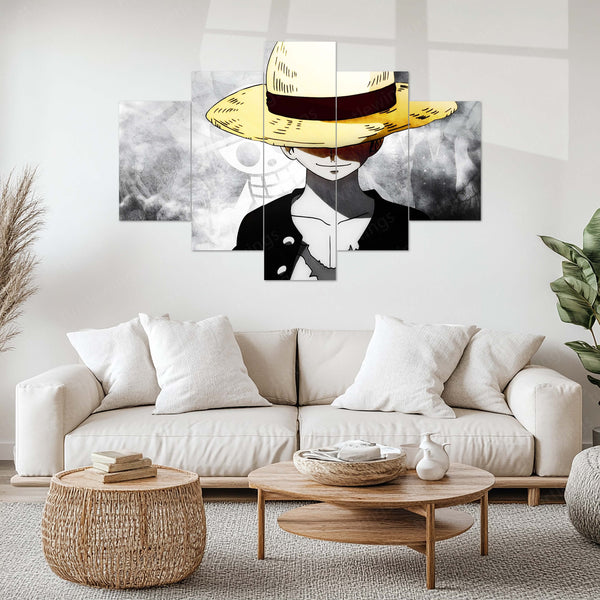 Monkey D. Luffy Metal Poster Set of 5 – Split Wall Art | One Piece Gear 5 Edition | Epic Anime Metal Frame Collection
