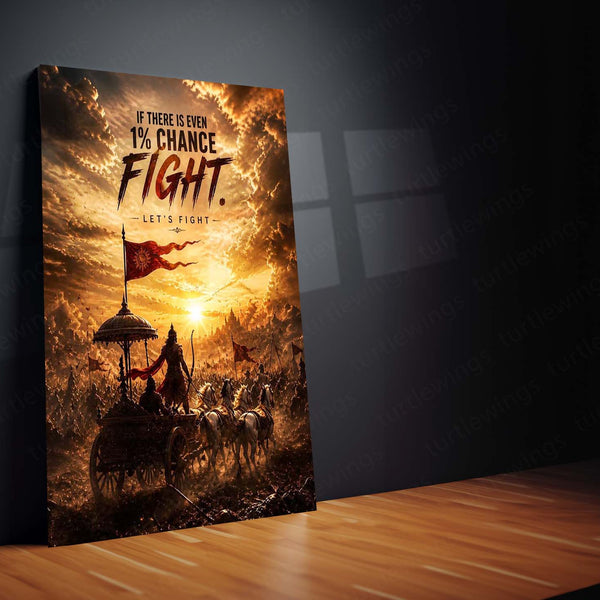 Fight Until Victory – Mahabharata Warrior Metal Poster | Epic Motivation Wall Art Inspired by Ancient Valor