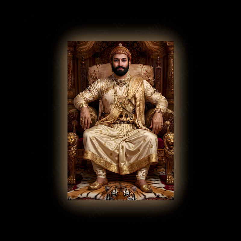 Chhatrapati Shivaji Maharaj Metal Frame | Warrior King Wall Art | Metal Frame 17 - TURTLEWINGS 