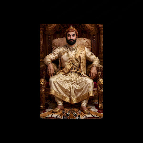 Chhatrapati Shivaji Maharaj Metal Frame | Warrior King Wall Art | Metal Frame 17 - TURTLEWINGS 