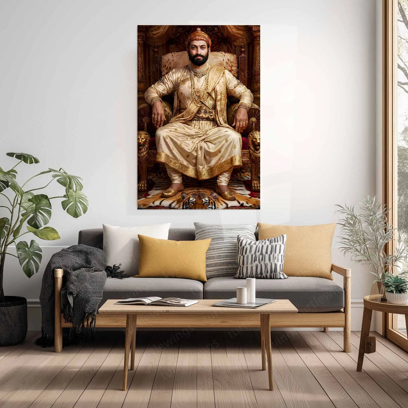Chhatrapati Shivaji Maharaj Metal Frame | Warrior King Wall Art | Metal Frame 17 - TURTLEWINGS 