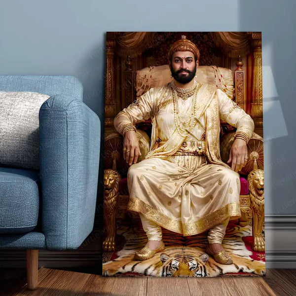 Chhatrapati Shivaji Maharaj Metal Frame | Warrior King Wall Art | Metal Frame 17 - TURTLEWINGS 