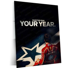 Quote Metal Poster | Charles Leclerc – Make This Year Your Year Metal Frame Ferrari F1 Motivation Wall Art | New Beginnings, Focus & Champion Mindset Quote Metal Poster