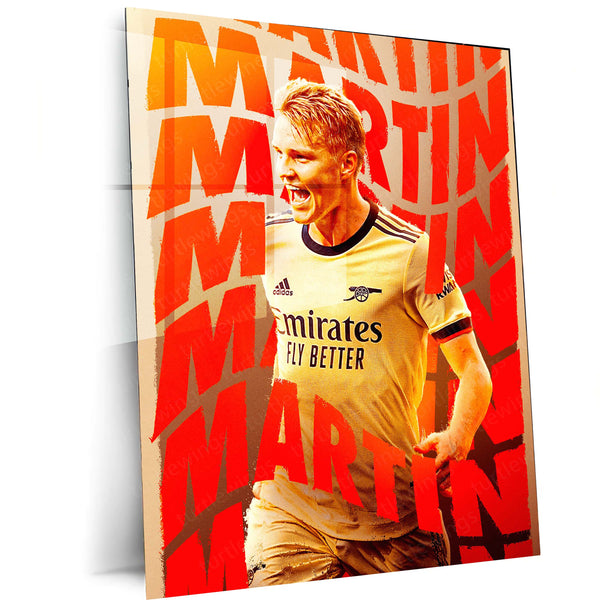 Martin degaard Arsenal Metal Frame – Yellow Typographic Poster | Captain Wall Art - TURTLEWINGS 