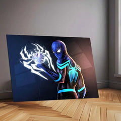 Marvel Spidersona – Electric Awakening | Superhero Metal Frame | Futuristic Spider-Verse Wall Art - TURTLEWINGS 