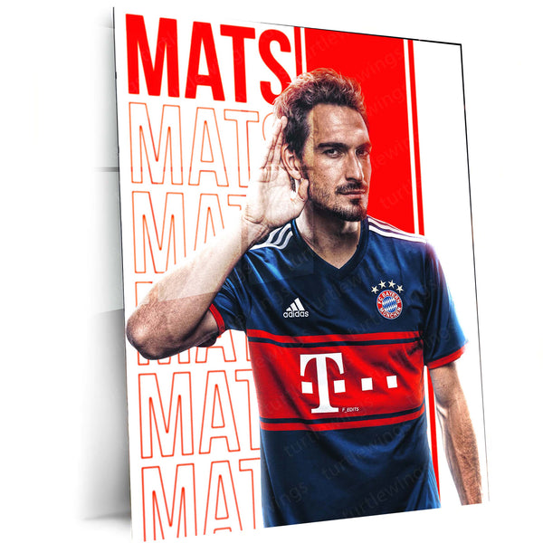 Mats Hummels Bayern Munich Metal Frame – Hand to Ear Celebration | Iconic Defender Wall Art - TURTLEWINGS 