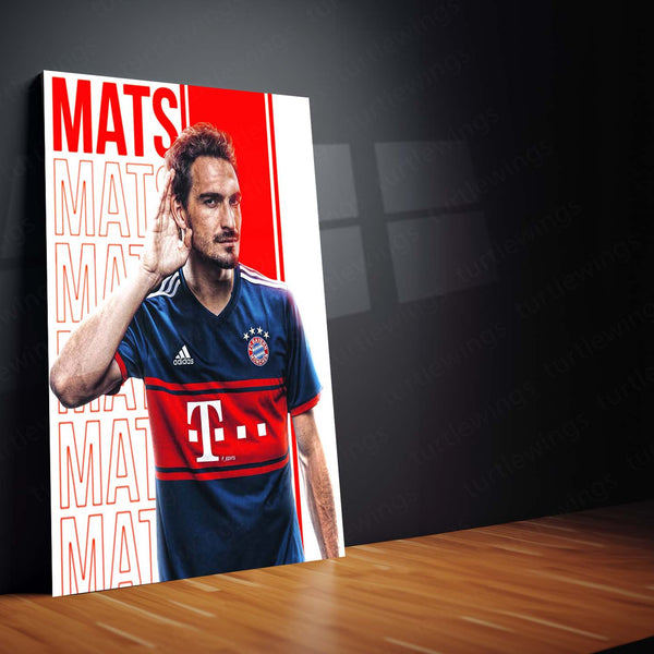 Mats Hummels Bayern Munich Metal Frame – Hand to Ear Celebration | Iconic Defender Wall Art - TURTLEWINGS 