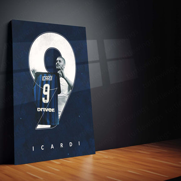 Mauro Icardi Inter Milan Metal Frame – Jersey #9 Artwork | Striker Wall Art - TURTLEWINGS 