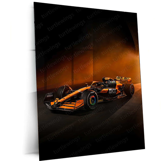 McLaren MCL38 Livery Launch Metal Poster | F1 Papaya Smoke Edition | Motorsport Wall Art - TURTLEWINGS 