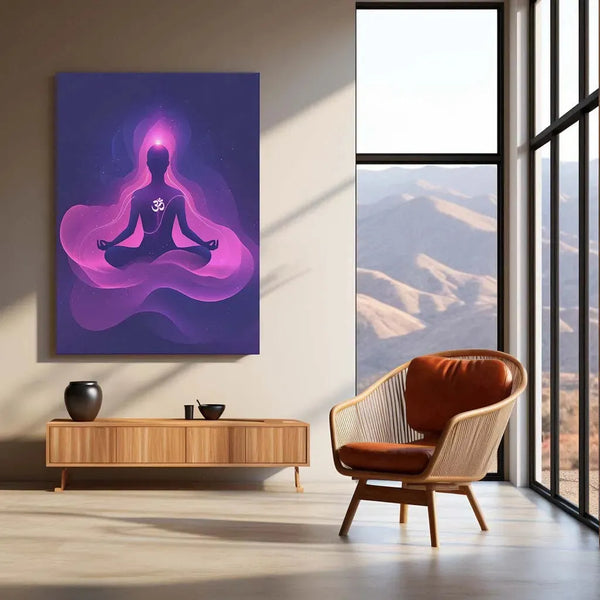 Om Chanting Meditation Metal Poster – Spiritual Wall Art for Mindfulness & Serenity Description - TURTLEWINGS 