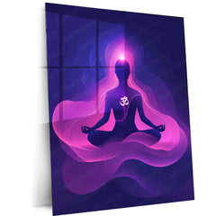 Om Chanting Meditation Metal Poster – Spiritual Wall Art for Mindfulness & Serenity Description - TURTLEWINGS 