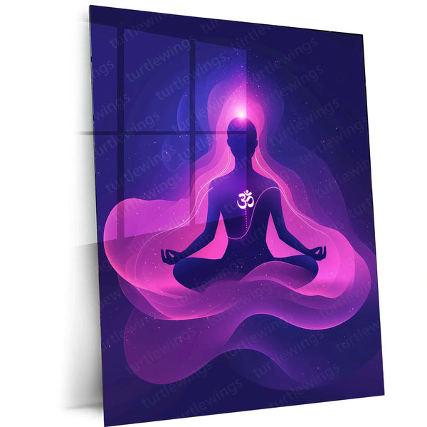 Om Chanting Meditation Metal Poster – Spiritual Wall Art for Mindfulness & Serenity Description - TURTLEWINGS 