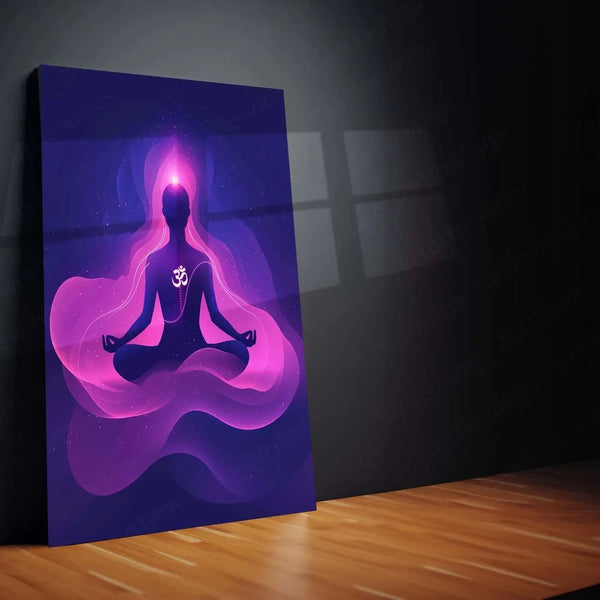 Om Chanting Meditation Metal Poster – Spiritual Wall Art for Mindfulness & Serenity Description - TURTLEWINGS 