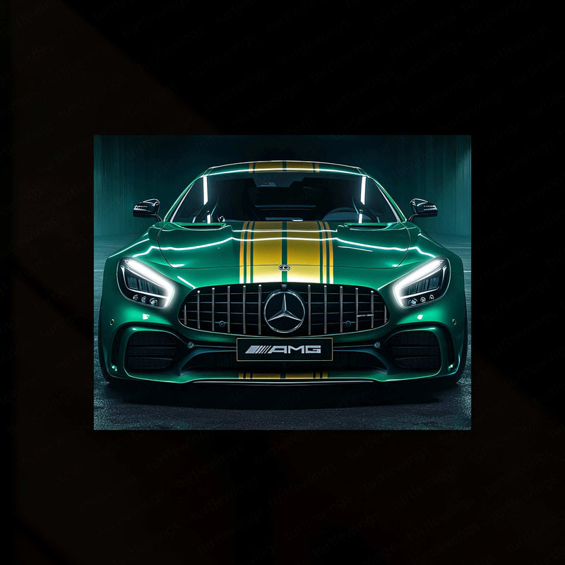 Mercedes Racing Neon LED Metal Poster â High-Performance Motorsport Wall Art - TURTLEWINGS 