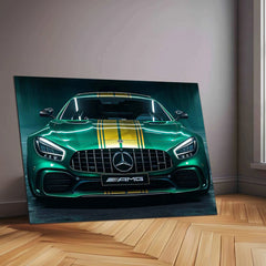 Mercedes Racing Neon LED Metal Poster â High-Performance Motorsport Wall Art - TURTLEWINGS 