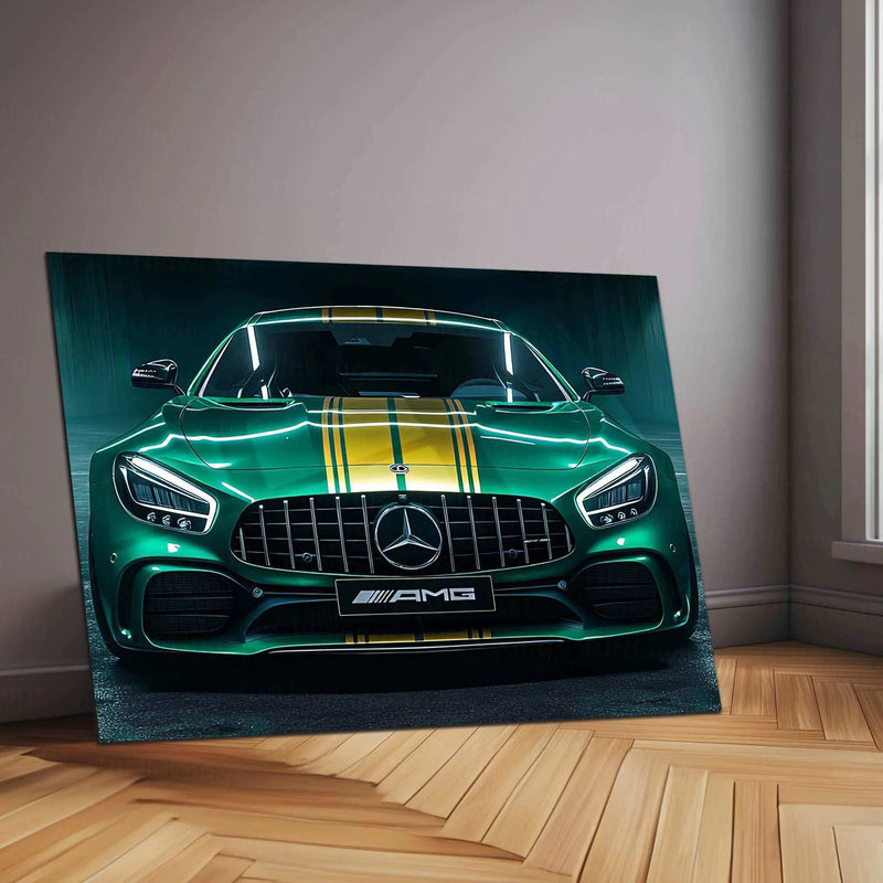 Mercedes Racing Neon LED Metal Poster â High-Performance Motorsport Wall Art - TURTLEWINGS 