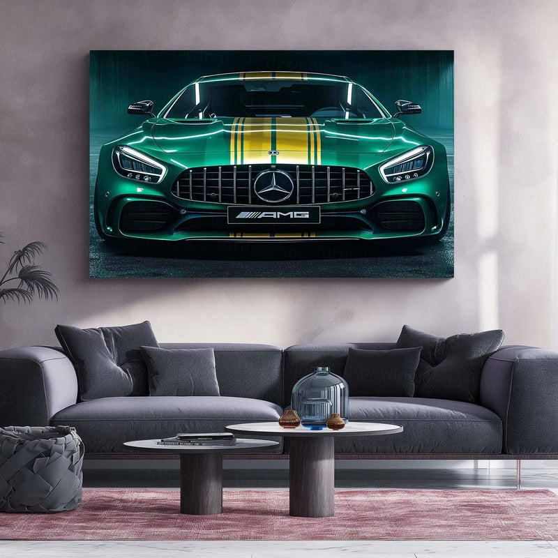 Mercedes Racing Neon LED Metal Poster â High-Performance Motorsport Wall Art - TURTLEWINGS 