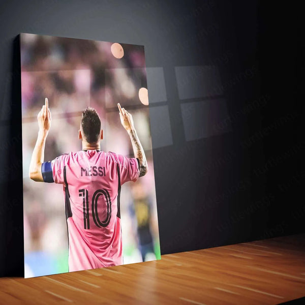Lionel Messi Metal Poster | Football Legend Portrait | GOAT Wall Art - TURTLEWINGS 
