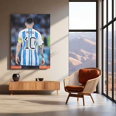 Lionel Messi No. 10 Neon LED Metal Poster | Argentina Legend Illuminated Football Wall Art