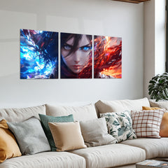 Anime Metal Poster Set of 3 | Mikasa Ackerman Dual Power Attack on Titan Triptych Wall Art