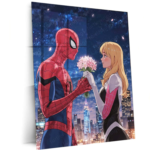 Miles & Morales Spider-Man Couple Art Metal Frame | Marvel-Inspired Wall Decor 05 - TURTLEWINGS 