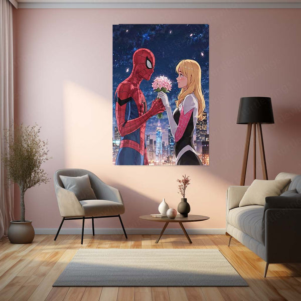 Miles & Morales Spider-Man Couple Art Metal Frame | Marvel-Inspired Wall Decor 05 - TURTLEWINGS 