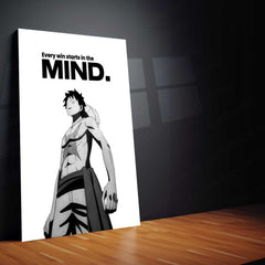 Anime Metal Poster | Luffy – Every Win Starts In The Mind Metal Poster Anime Motivation Wall Art | Mindset & Victory Metal Frame