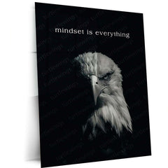 Quote Metal Poster | Mindset Is Everything Eagle Motivational Metal Poster | Focus, Strength & Success Mindset Wall Art