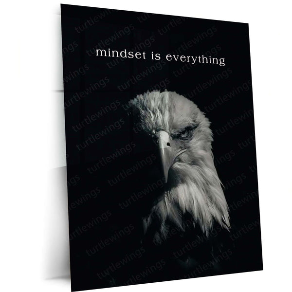 Quote Metal Poster | Mindset Is Everything Eagle Motivational Metal Poster | Focus, Strength & Success Mindset Wall Art