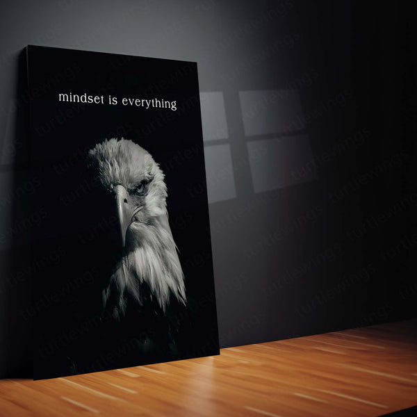 Quote Metal Poster | Mindset Is Everything Eagle Motivational Metal Poster | Focus, Strength & Success Mindset Wall Art